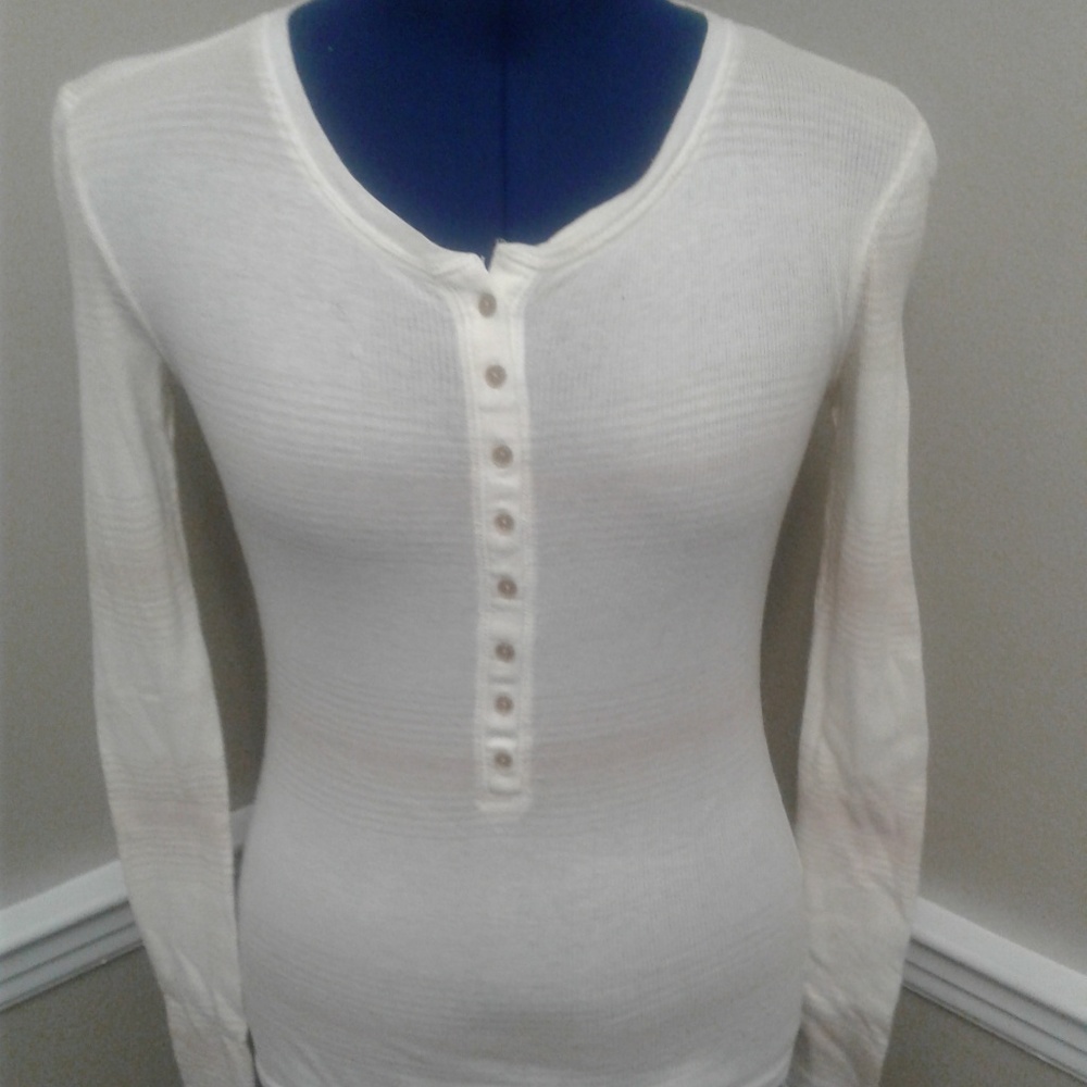 NEW Old Navy White / Tan Long Sleeve Top